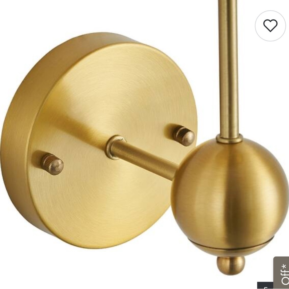 1-Light Modern Farmhouse Gold Indoor Wall Sconce With Amber Glass (New) in Box - Picture 4 of 8
